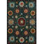 Tapis décoratif rétro à motif floral vert foncé Shubhada-1143115290