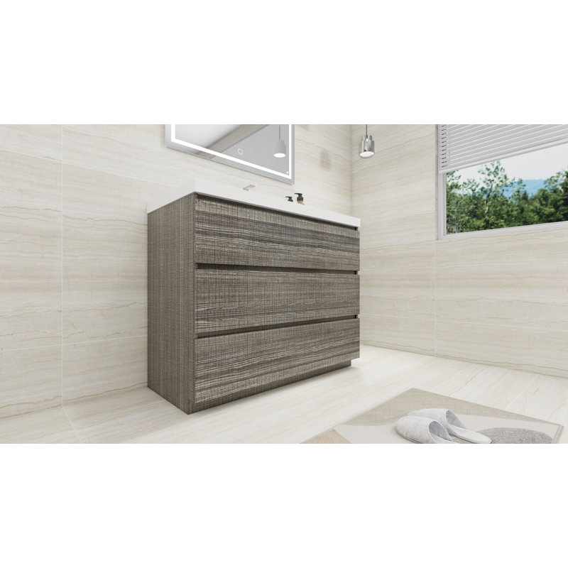 Ensemble de meuble-lavabo simple 42 po Hargrave, Gris cendre très lustré