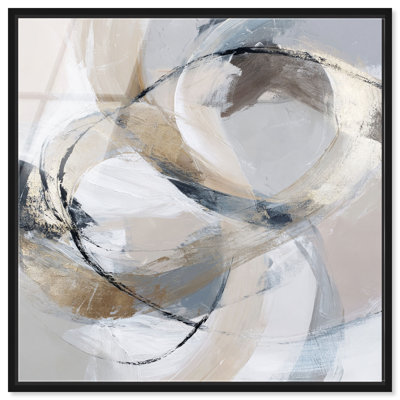 Impression acrylique encadrée « Gold Accent IV », grand format, art abstrait par Art Remedy, cadre noir, 30,5 x 30,5 cm