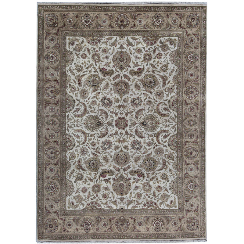 Tapis gris de haute qualité noué à la main