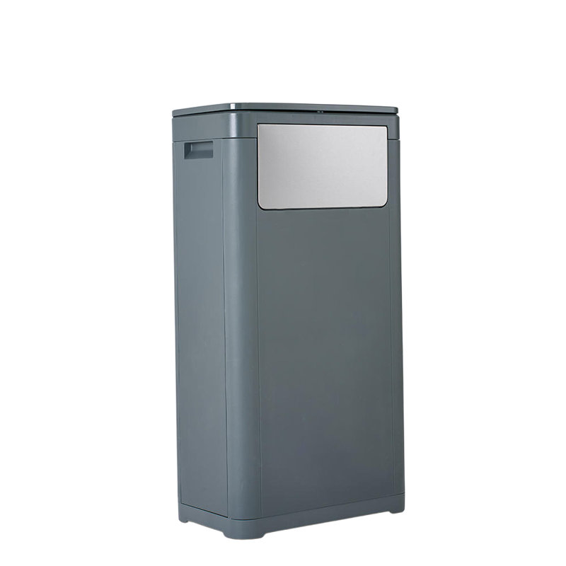 Plastic Touch Top Waste Bin, 32, Grey