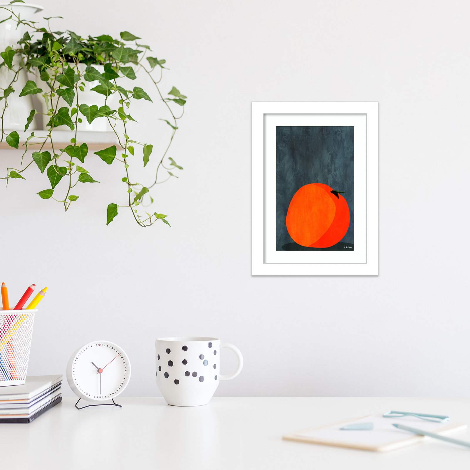 Calmly Sleeping Apple Print, 11" H x 8" W, White