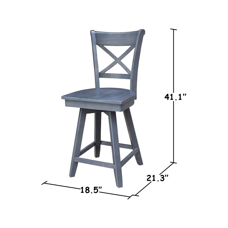 Tabouret de bar pivotant Deonda, Gris Heather, Tabouret de comptoir (siège d'une hauteur de 24 p
