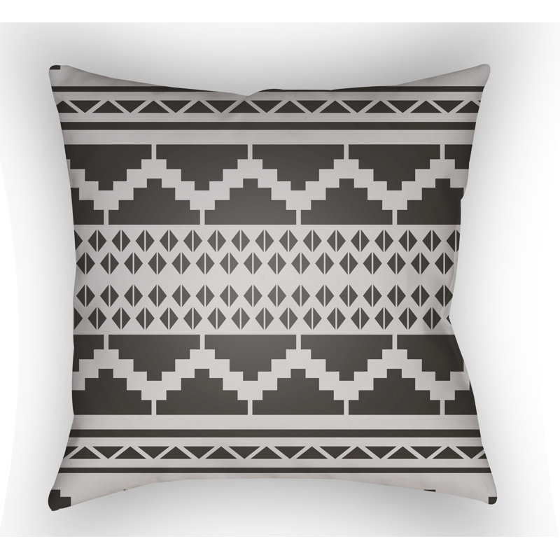 Yindi Indoor/Outdoor Throw Pillow, 18" H x 18" W x 3.5" D, Black