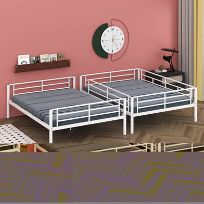Lit superposé double sur double pour adultes, structure de lit superposé moderne avec échelle et garde-corps pour la maison, le dortoir et la chambre d'amis