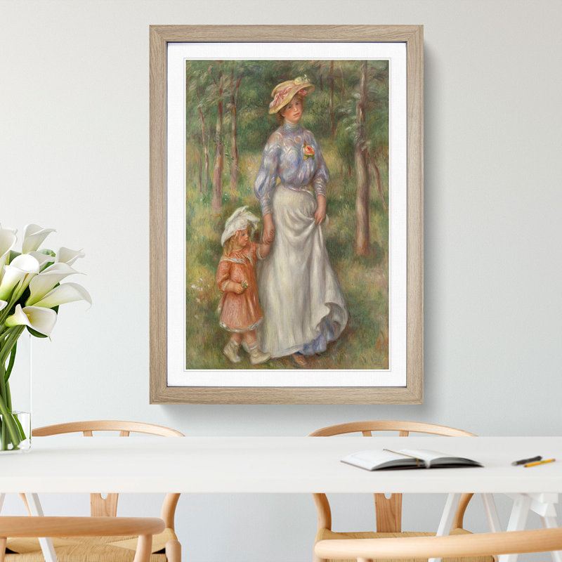 Promenade by Pierre-Auguste Renoir - Single Picture Frame Print on Wood, 90cm H x 65cm W x 2cm D, Oak Framed