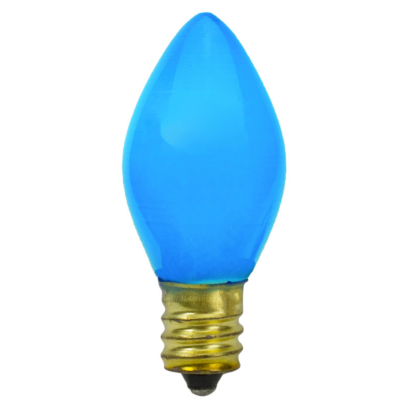 Ensemble de 4 ampoules bleues de remplacement C7 de Noël opaques - 2 po