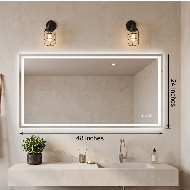 Ensemble meuble-lavabo suspendu noir de 122 cm avec lavabo intégré et miroir de courtoisie à DEL de 122 x 61 cm