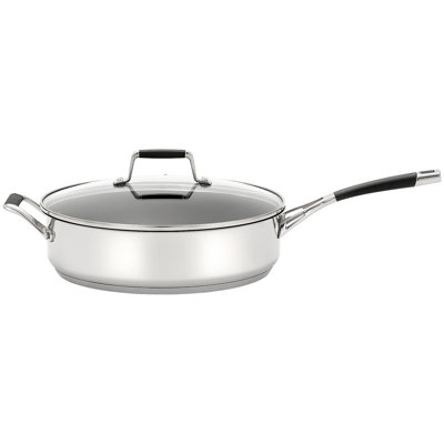 Stellar Induction, 28cm Stainless Steel Non-Stick Sauté Pan with Glass Lid