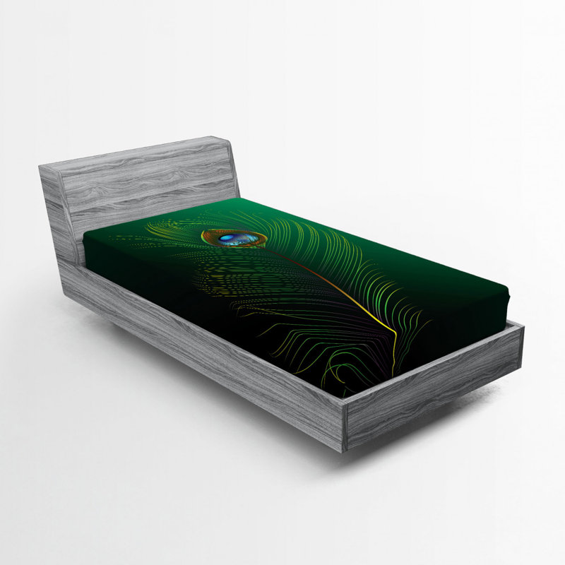 Peacock Microfiber Fitted Sheet, Twin Fitted Sheet