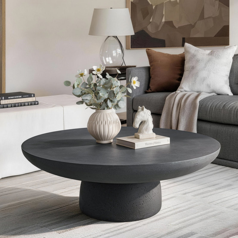 Table basse ronde de 35,4 po Almendarez, H 12,9 po x L 35,4 po x l 35,4 po, Noir