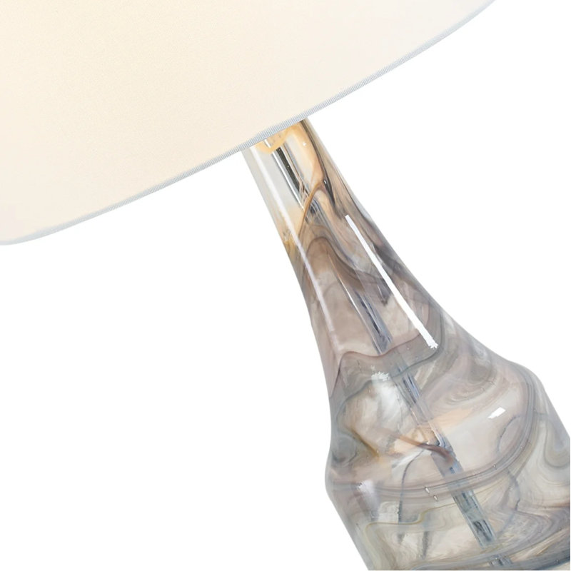 Ensemble de lampes de table décoratives en verre, base en cristal et abat-jour en lin doux, lampe d'appoint à intensité variable pour les espaces de vie intérieurs (sans ampoule incluse)