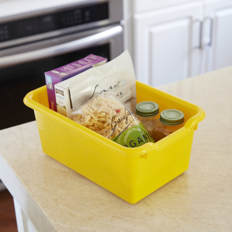 Yellow Stackable Plastic Kids Storage Bins, Set of 10