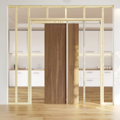 Soft Close and Open 24" to 36" Upright Universal Lightweight Pocket Door Frame(Door Not Included)