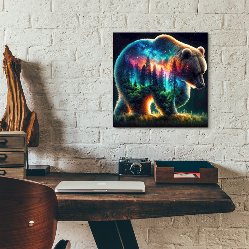  «Vibrant Bear 9» par Rey Klimt, art mural en verre acrylique, H 12 po x l 12 po x P 0,13 po