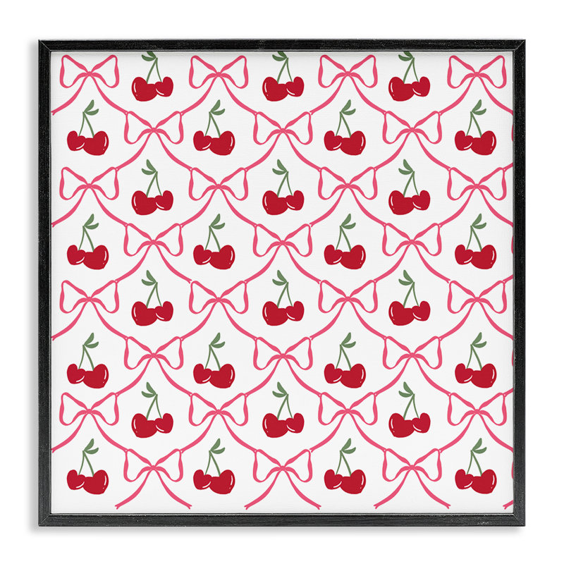 Adorable giclée encadrée à motif de cerises et d'arcs, design par Lucille Price, H 24 po x l 24 po