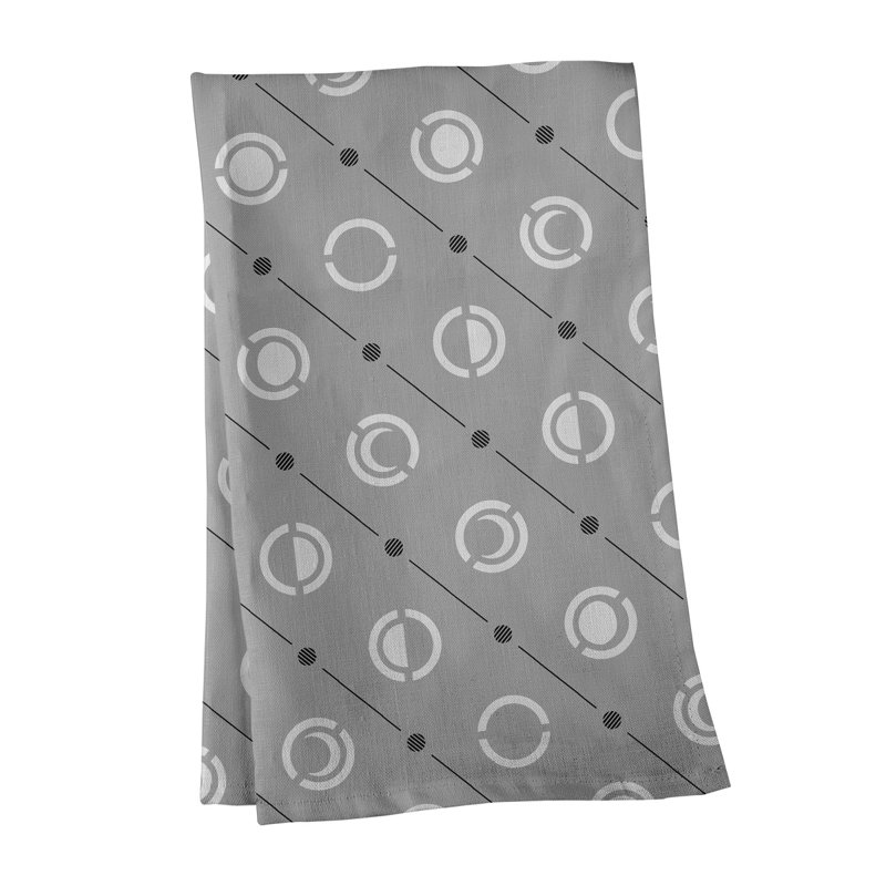 Torchon Moon phases, Gris/noir, Croisé en coton