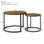 Ensemble de 2 tables basses gigognes à plateau de table rond avec cadre en métal robuste, centre de table, salon, chambre à coucher, appartement, table de chevet simple, industrielle