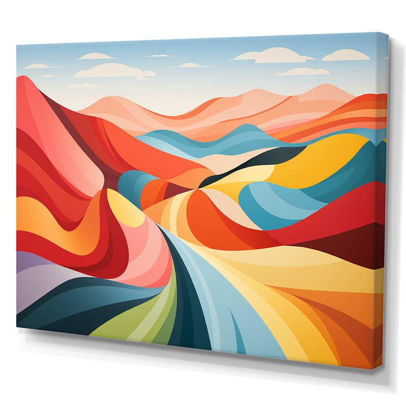 «Minimalist Multicolor Country Side Rolling II», art mural prairie, Toile tendue, H 12 po x l 20 po x P 1 po