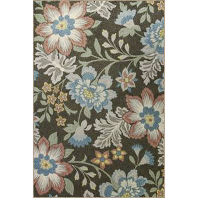 Tapis lavable à la machine à motif floral, Rectangle 5 pi 1 po x 7 pi 7 po
