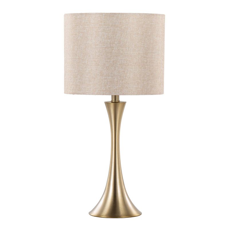 Lampe de table contemporaine 24 "en métal, finition dorée avec abat-jour en lin métallique doré, ensemble de 2