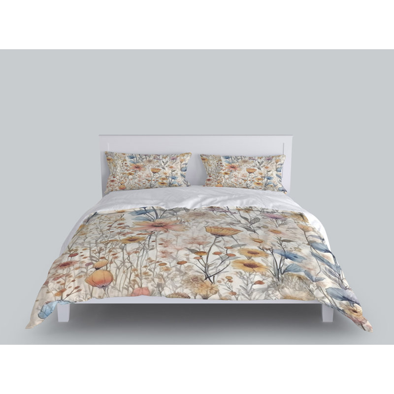 Floral Duvet Cover, King Duvet Cover + 2 King Shams