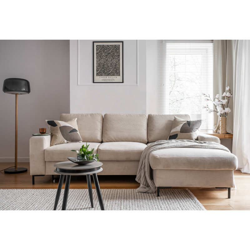 Lofty Lilly 4 seater Corner Sofa Bed, Beige, Right Hand Facing