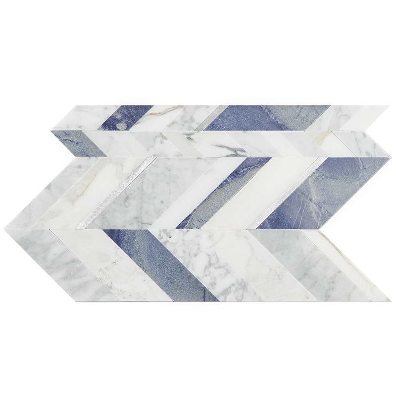 Amari Polished Marble And Aluminum Mosaic, Azur