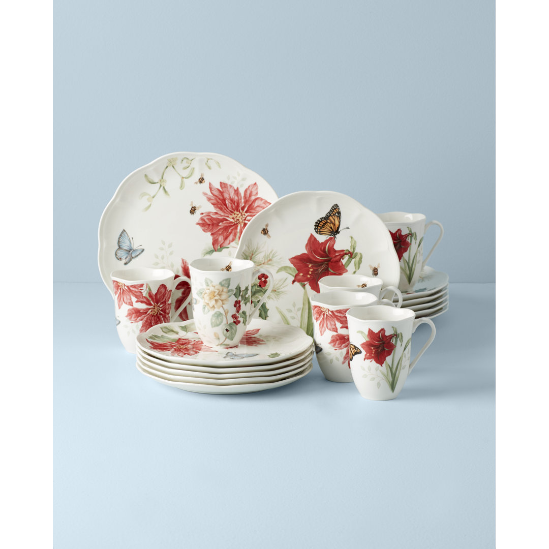 Butterfly Meadow Holiday 18-piece Holiday Dinnerware Set Lenox