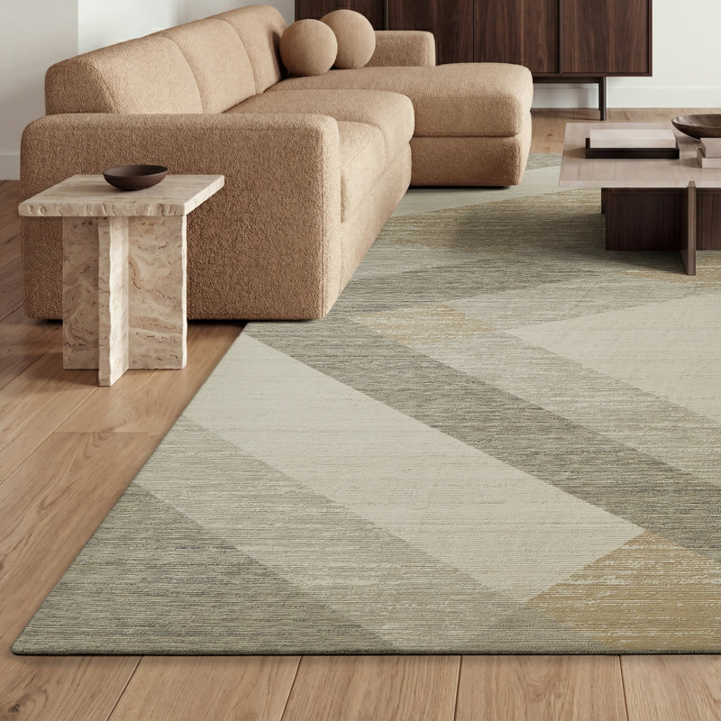 Rosemont Coastal Mist Wool Handcrafted Area Rug, Beige, Rectangle 8'6" x 11'6"
