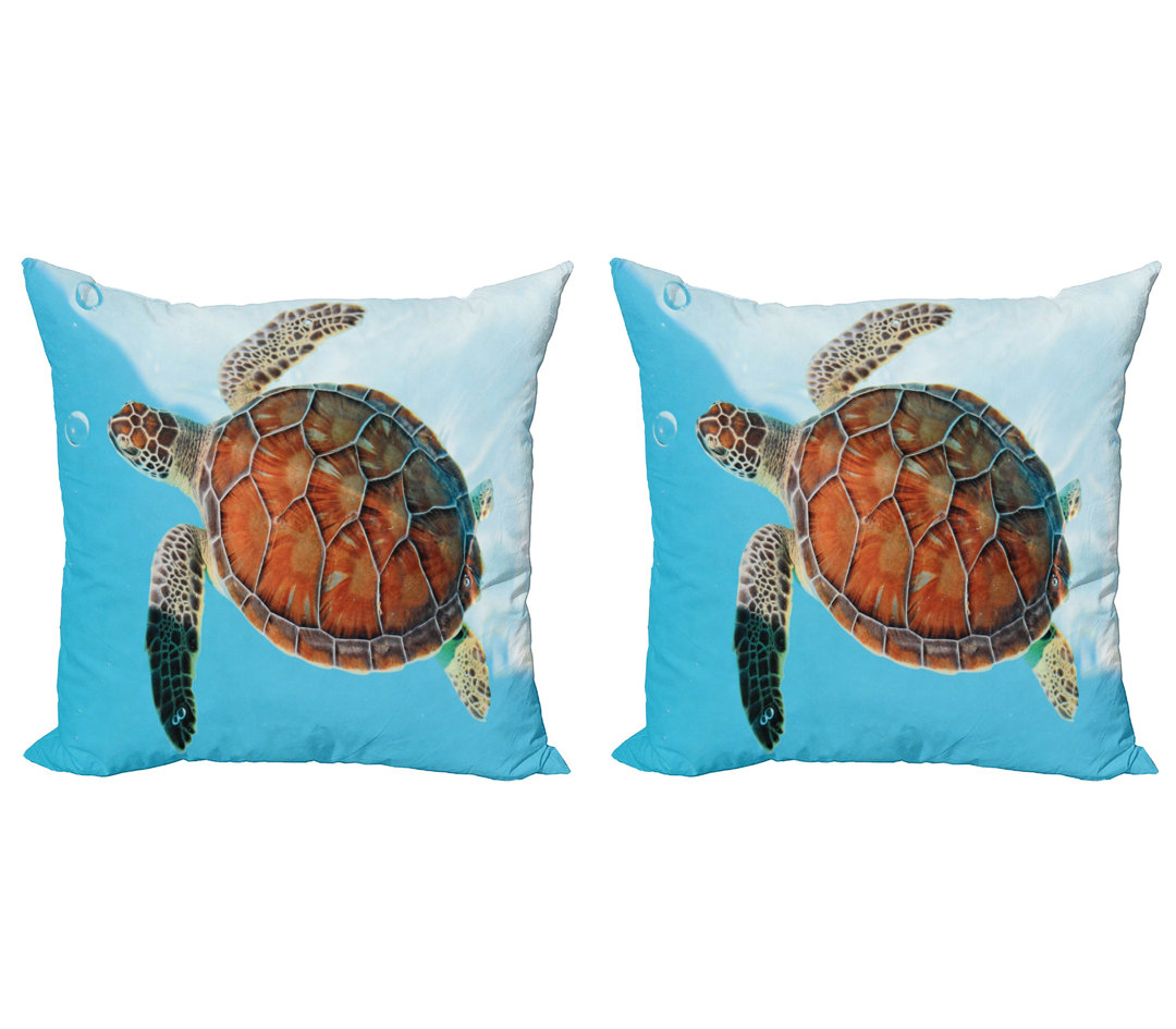 Kissenbezug, Seetier Karibik, Schildkröte, Turquoise Zimt