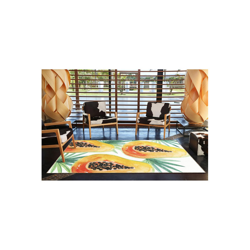 Tapis lavable multicolore à motif de fruits, Tapis de couloir 3 pi 3 po x 6 pi 7 po inclus