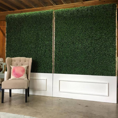 Keifer 120" x 40" Faux Boxwood Hedge Roll Indoor/Outdoor, Artificial Boxwood Grass Wall Panels