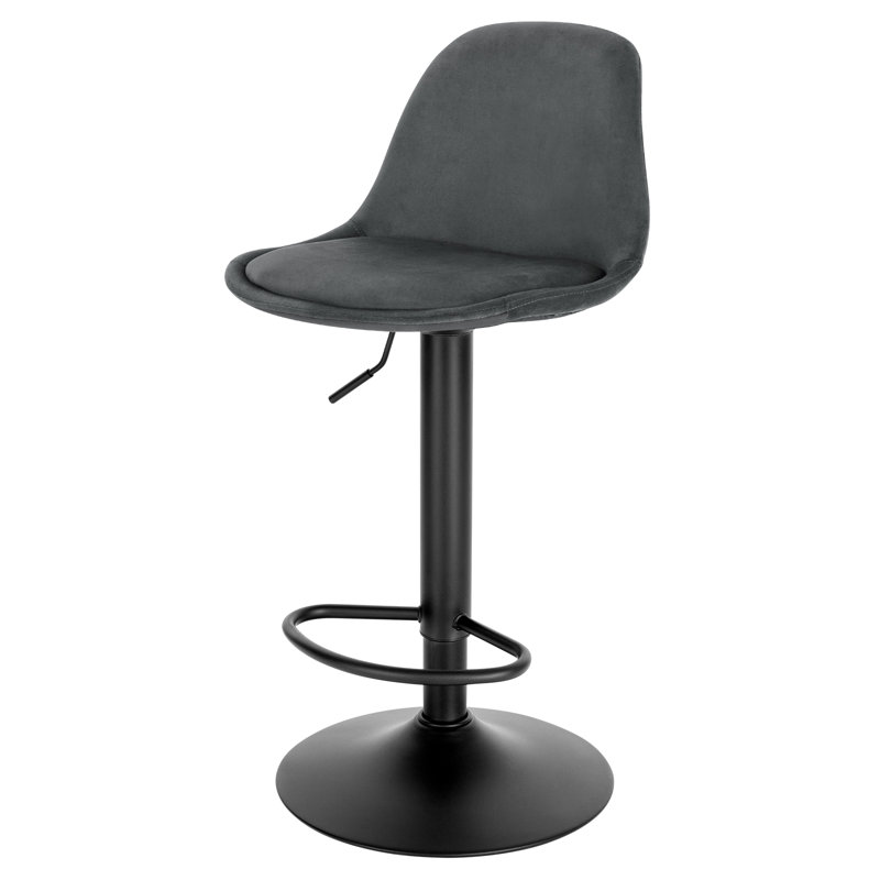 Aljosha Swivel Upholstered Adjustable Height Counter Stool with Metal Frame, Dark Grey