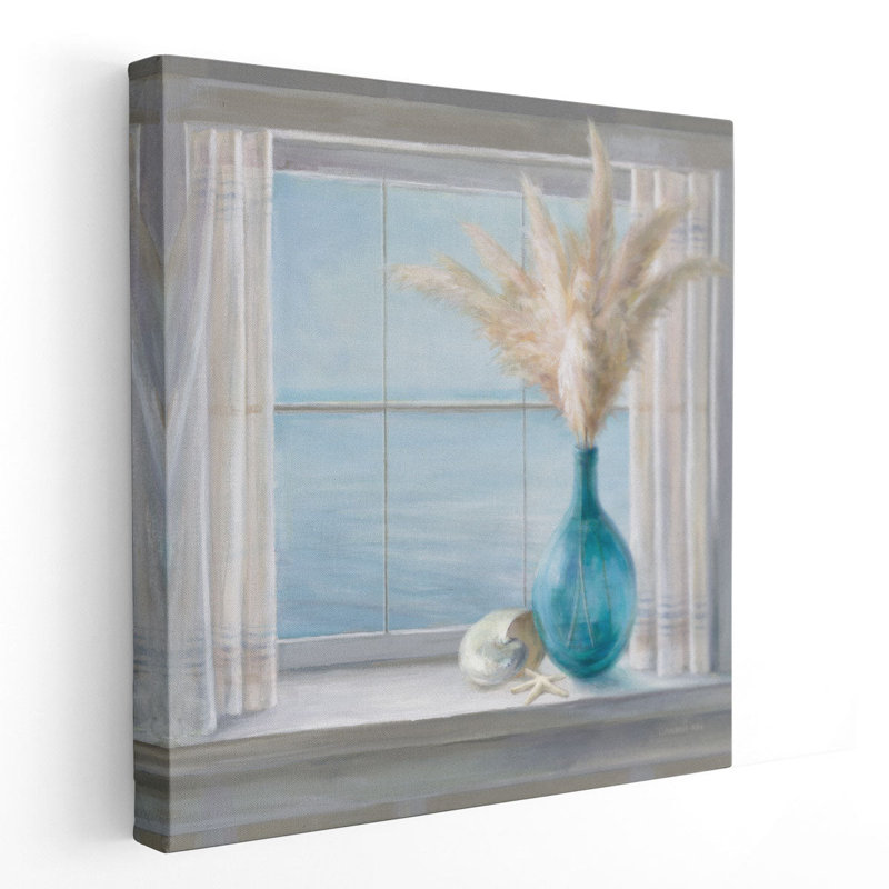 Seaside Cottage View Shell - reproduction d'art sur toile, H 12 po x l 12 po