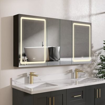 Armoire à pharmacie sans cadre avec miroir et 8 tablettes réglables l 60 po x H 60 po Jassmyn