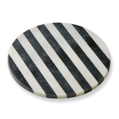 Striped Round Marble Board Black Everyday