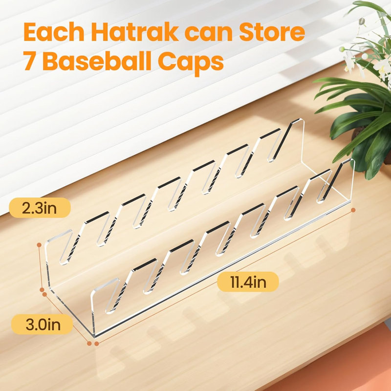 Organisateur de chapeaux pour casquettes de baseball, 2 supports en acrylique sans installation pour 14 casquettes de baseball