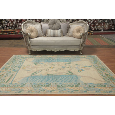 Tapis turc transitionnel en laine Oushak 6 x 9