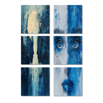 White Blue Astrology Celestial Celebration Gemini - Astronomy Gemini Canvas Art Print Set Of 6