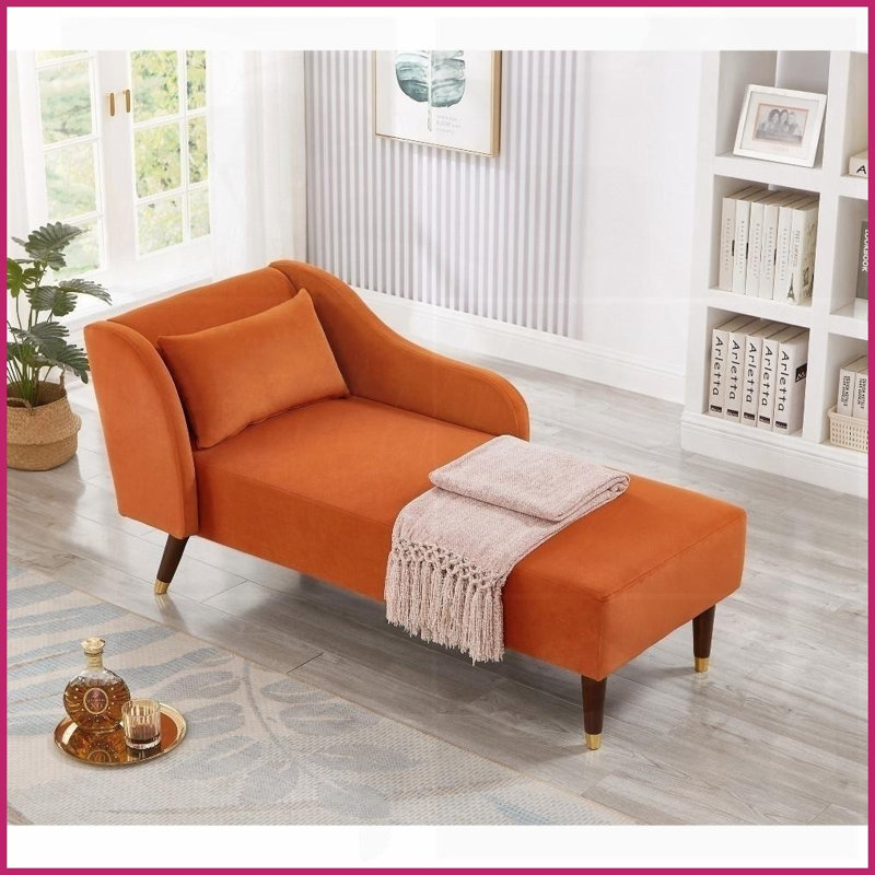 Méridienne en velours avec coussin Modern L 58,3 po pour salon / chambre à coucher