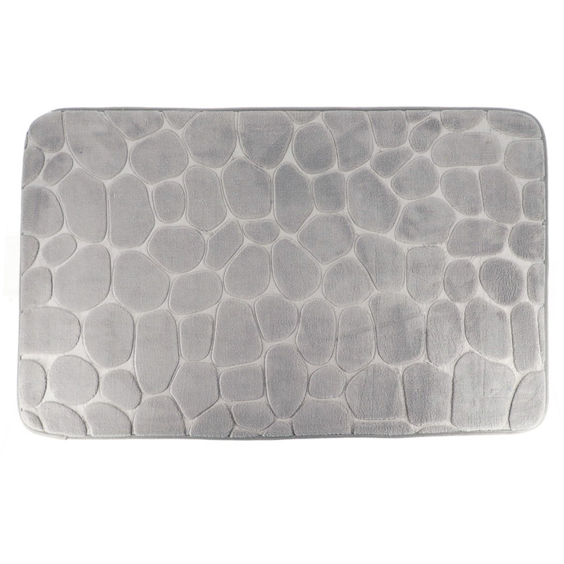Cobble Stone Mat Non-Slip Bath Mat, Light Gray