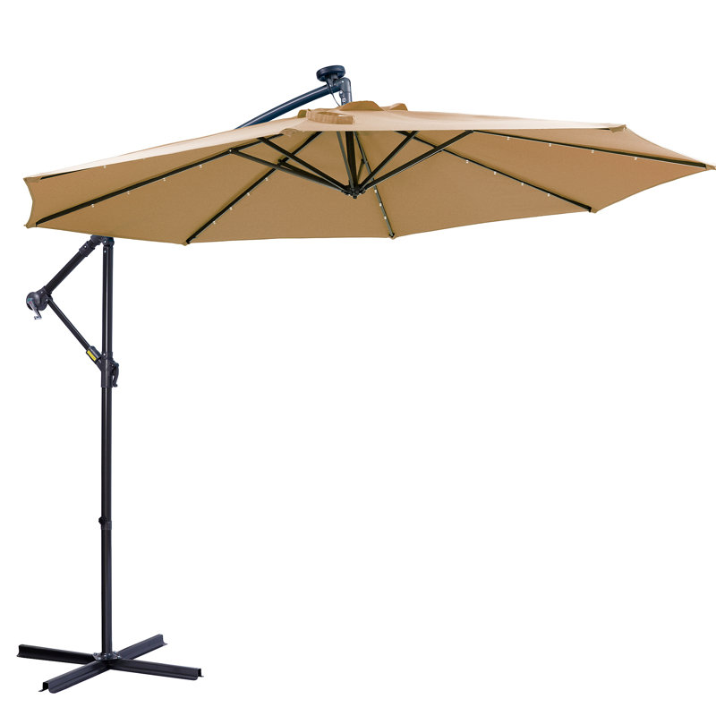 Parasol solaire d'extérieur suspendu suspendu en porte-à-faux avec 32 lumières DEL (sans base)