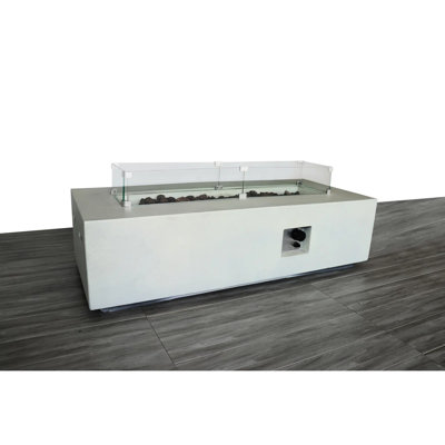 Foyer de table rectangulaire au propane en béton renforcé de fibres avec 60 000 56 po, flamme réglable, couverture pour une utilisation à long terme du béton, 50 000 42 po, flamme par bouton-poussoir, pierres de lave incluses