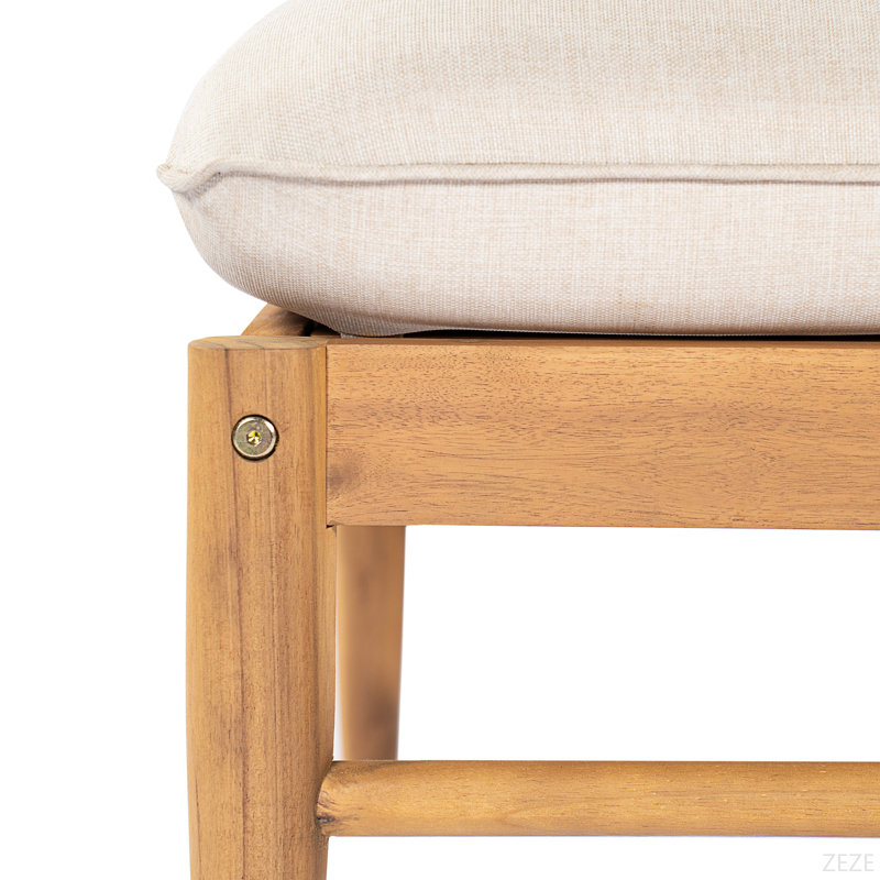 Canapé d'extérieur sans accoudoirs en bois d'acacia Terassi, finition teck clair avec coussin
