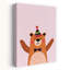 Happy Party Bear Minimalist Playful Bear Wall Art Print by Mathieu - Wrapped Canvas Print-992706387