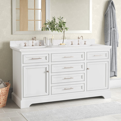 Currahee 60'' Double Bathroom Vanity with Engineered Stone Top