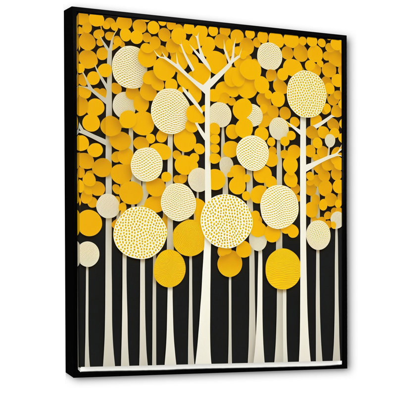«Abstract Yellow Forest Minimal Art I», reproduction sur toile, H 40 po x l 30 po x P 1,5 po, Cadre flottant noir