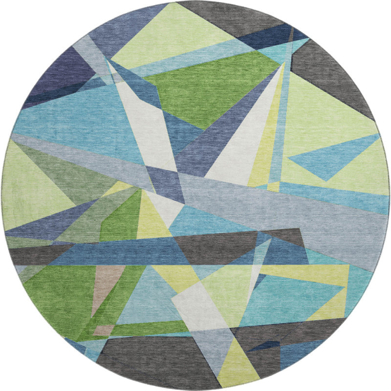 Premium Machine Washable Harjo AMF1609 Geometric Rug, Round 8'