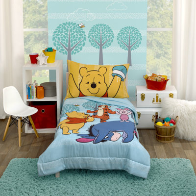 Nojo Winnie the Pooh Funny Friends Tigger Eeyore and Piglet 4 Piece Toddler Bedding Set